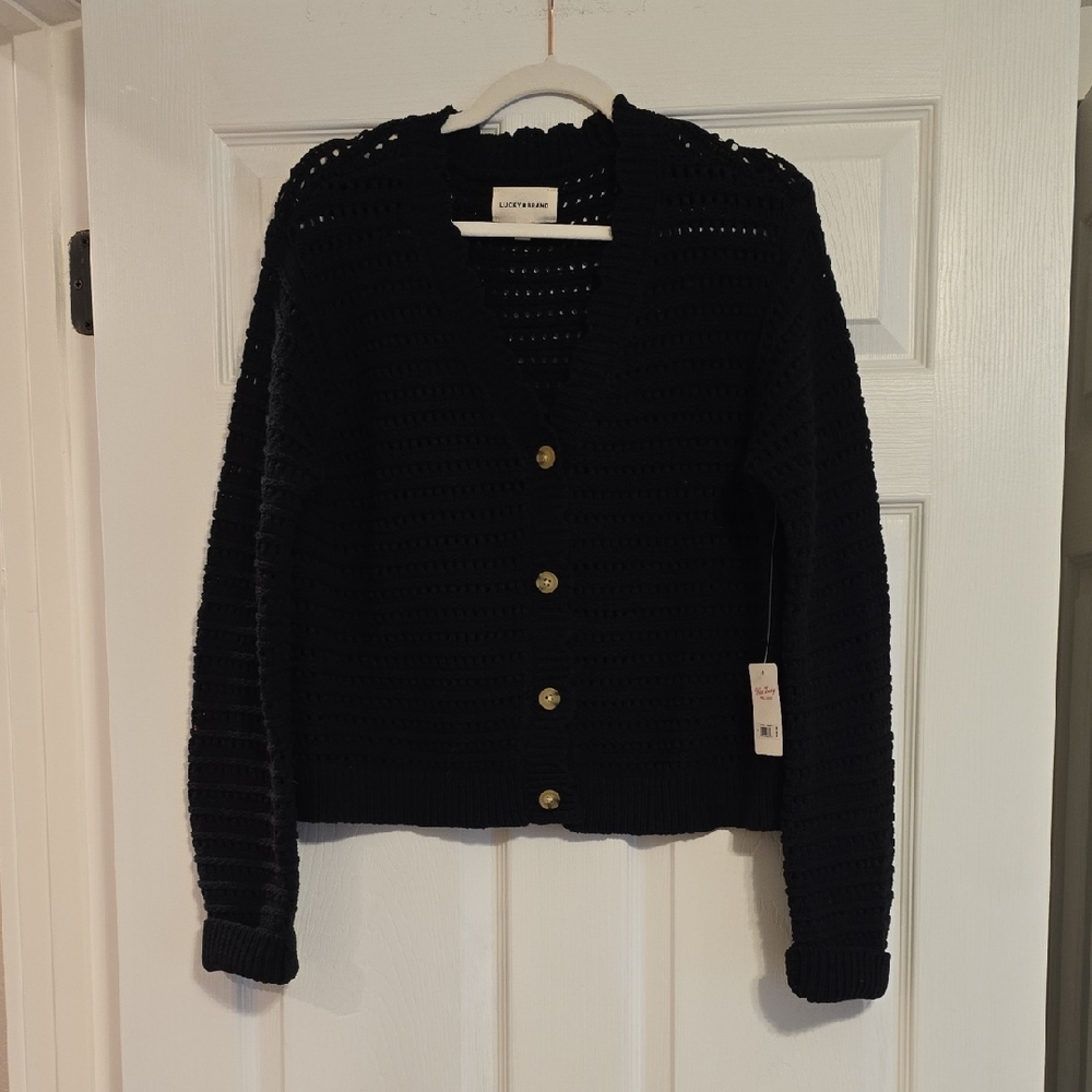 Lucky Brand Black Cardigan Sweater